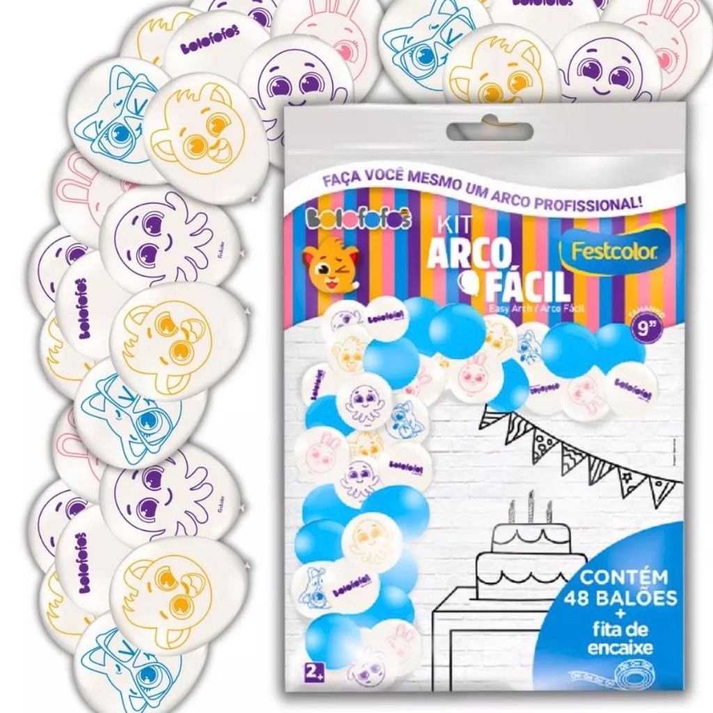 KIT ARCO FACIL DE BALOES BALOES BOLOFOFOS  n°9 48 UN + 1 FITA ARCO  FESTCOLOR - Home & Living