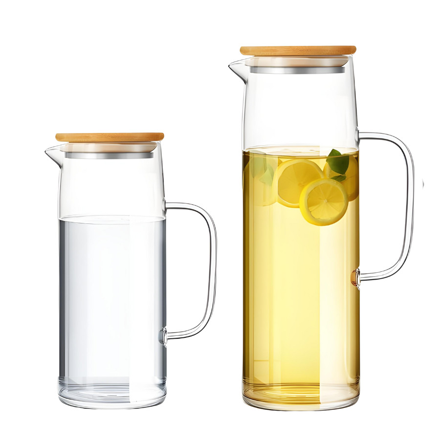Kit 2 Jarra De Vidro Hermético Borossilicato Com Tampa Bambu Agua Suco em Oferta na Shopee