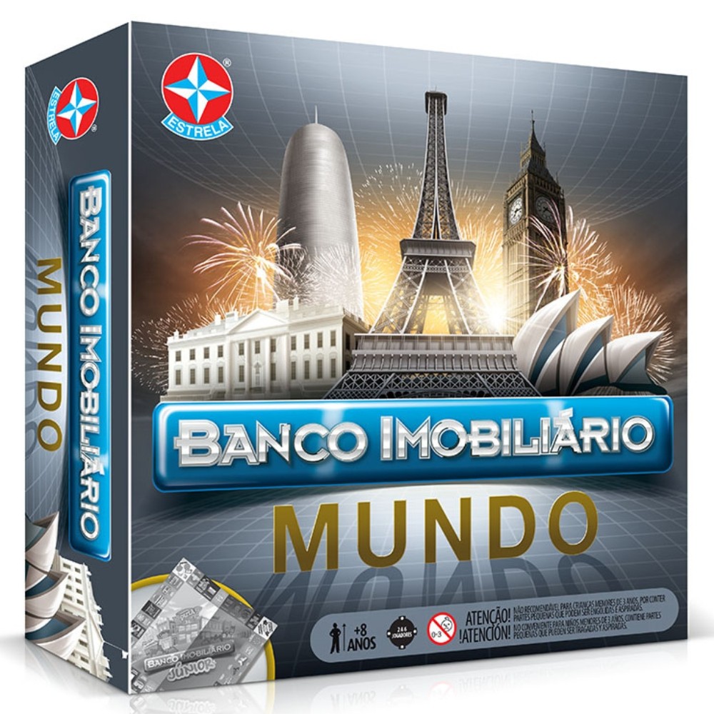 JOGO BANCO IMOBILIÁRIO MUNDO ESTRELA BRINQUEDO MESA TABULEIRO DIVERSÃO FAMÍLIA DINHEIRO CA...