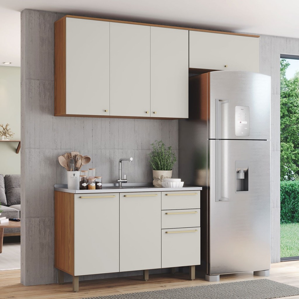 Cozinha Compacta Requinte 7 Portas 2 Gavetas Nature/Areia - Henn - Home & Living