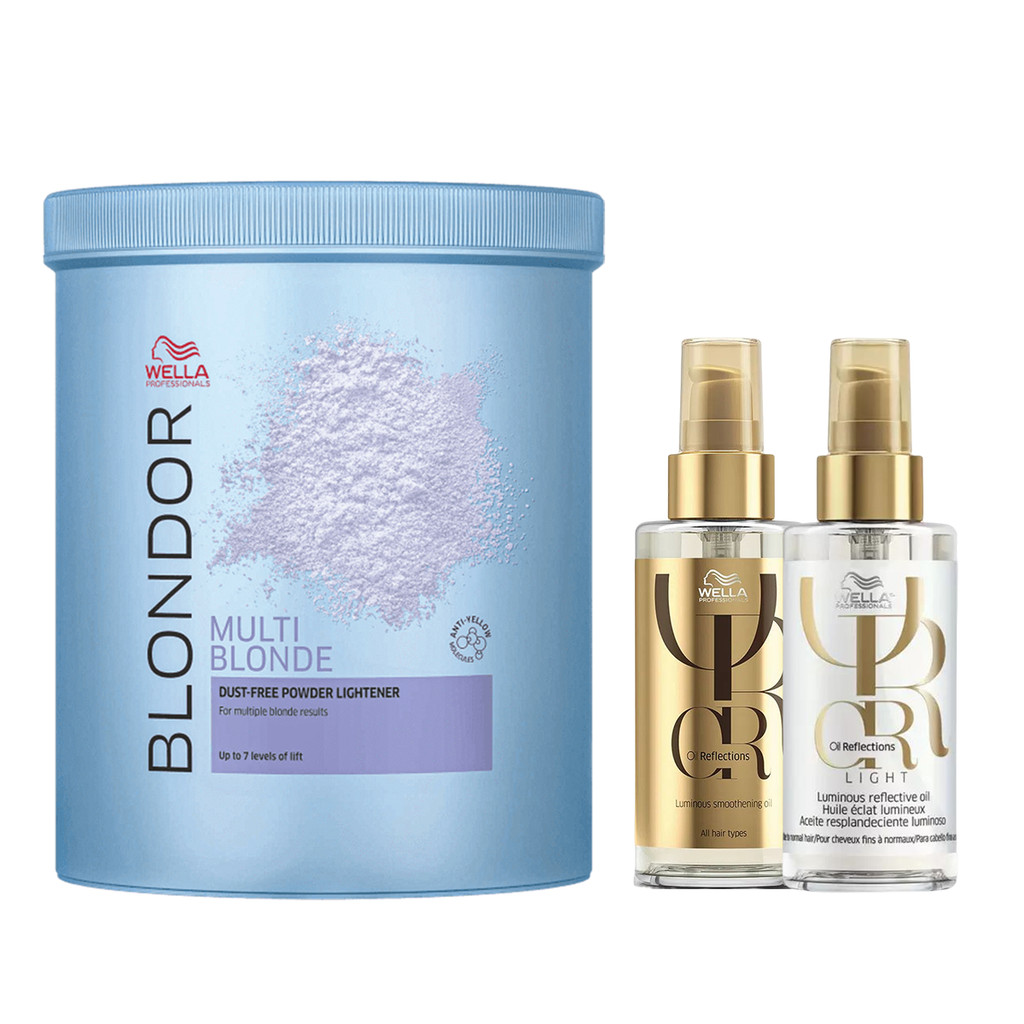 Kit Pó Descolorante Blondor 800g e 2 Óleos Oil Reflections
