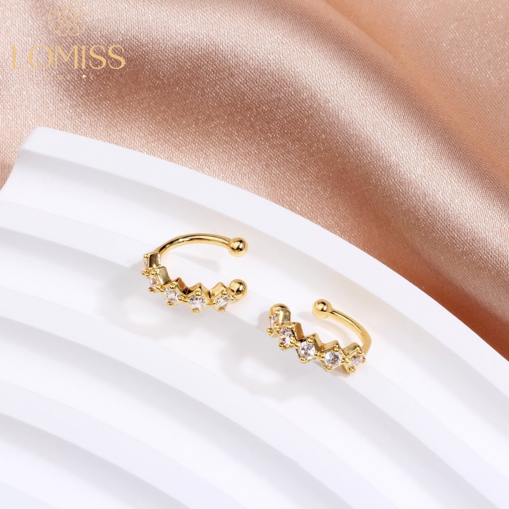 Piercing Fake Delicado Elegante Antialérgico Folheado Ouro 18k a Platina Zircônia Retangular Cravejada