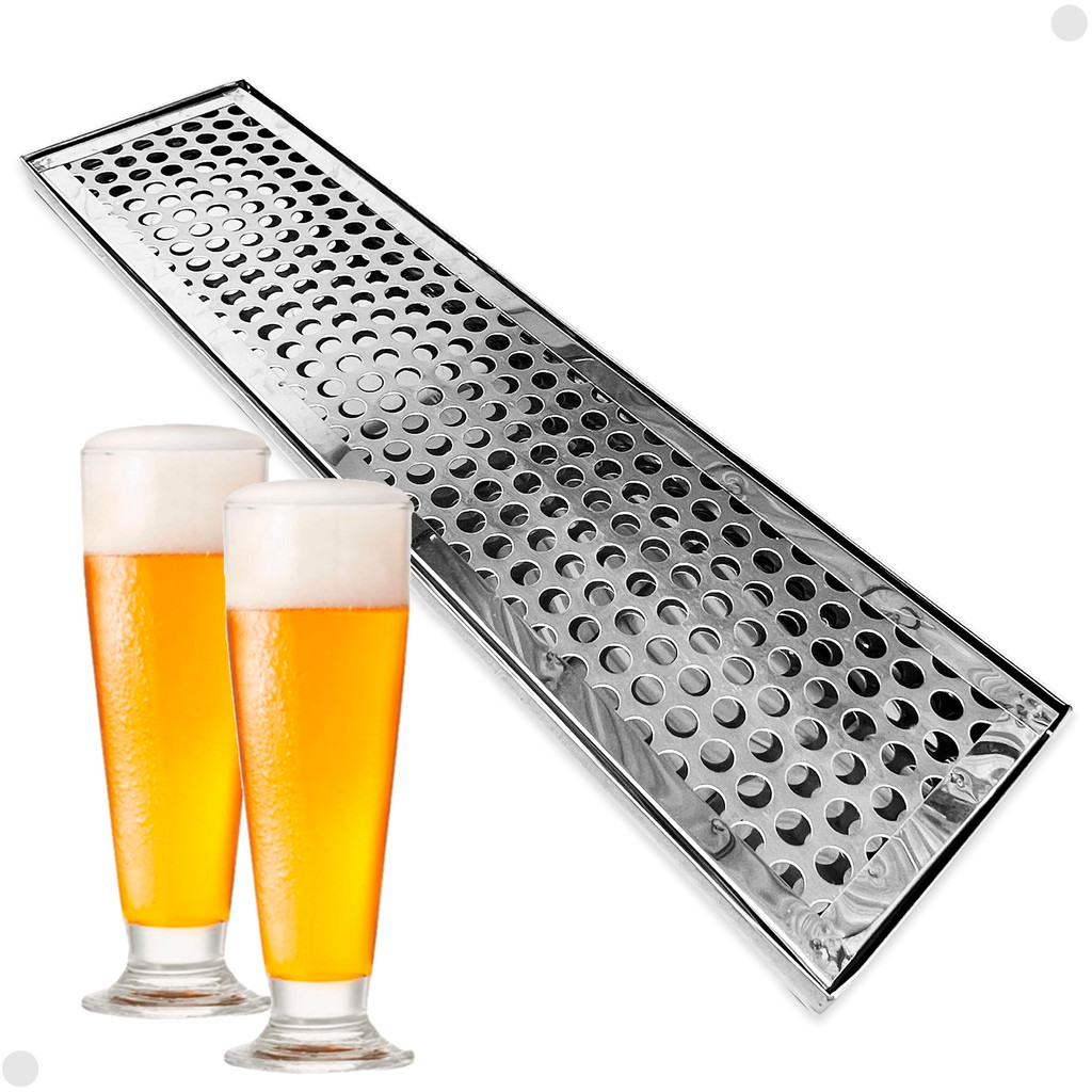 Escorredor de Copos Pingadeira 20x10cm Inox Porta Copo Chopp