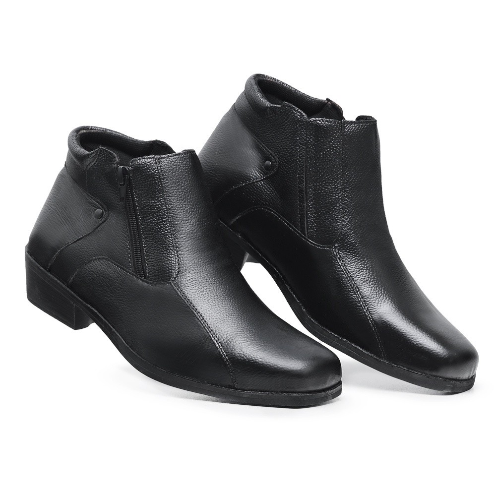 Bota Botina Country Couro 202 Preto Social Masculina Couro