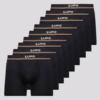 Kit 9 Cuecas Boxer Lupo Microfibra Seamless Preta em Oferta na Shopee