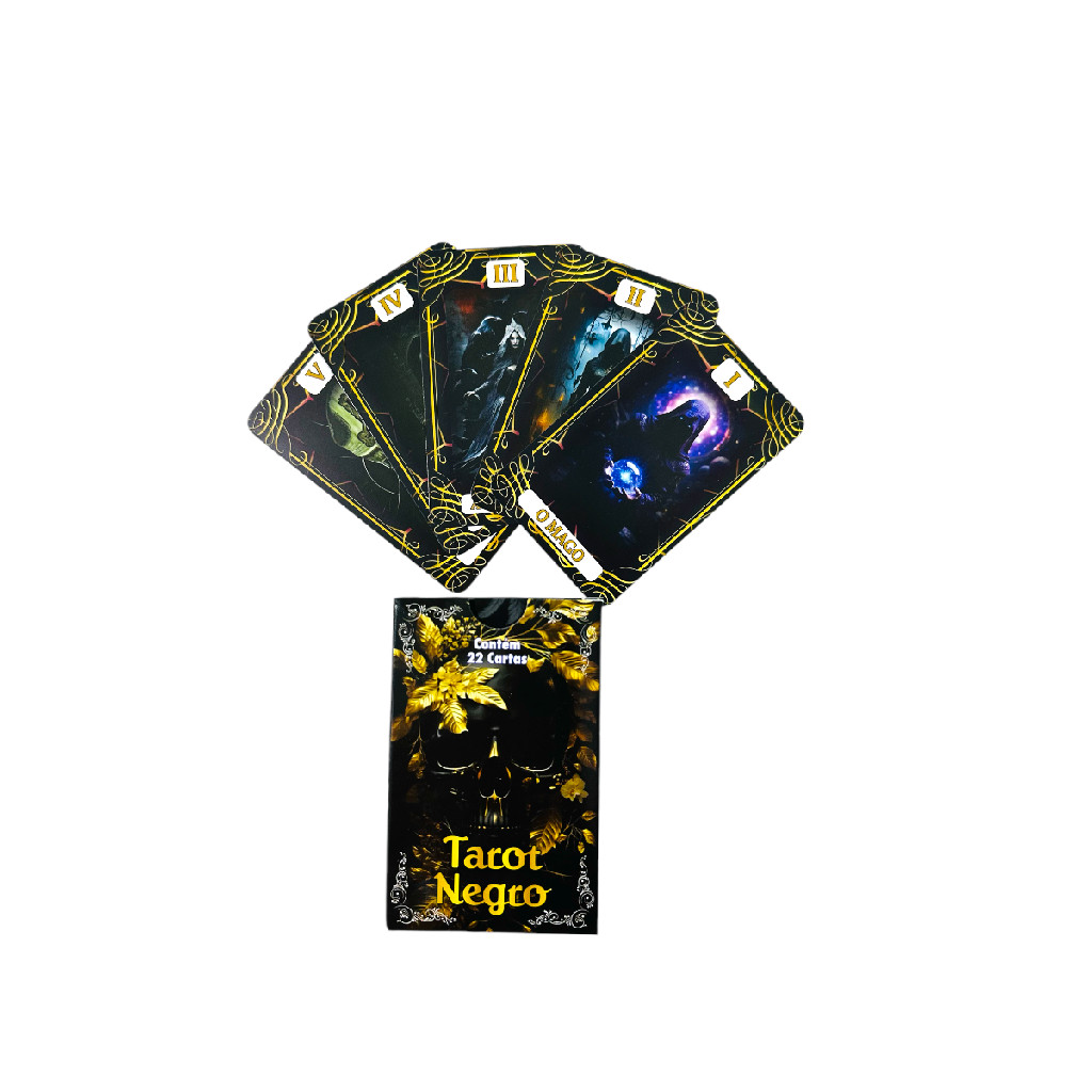 Tarot Negro  22 Cartas dos Arcanos Maiores com Manual  Místico e Sombrio