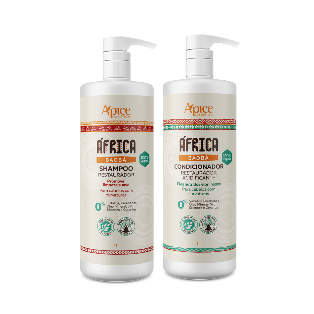 Apse África Baobá Kit Shampoo 1L e Condicionador 1L - 2 Itens