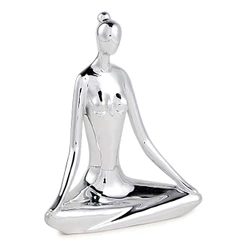 Escultura Decorativa de Yoga em Porcelana 19x15,5x7,5 Prata - Gran Belo