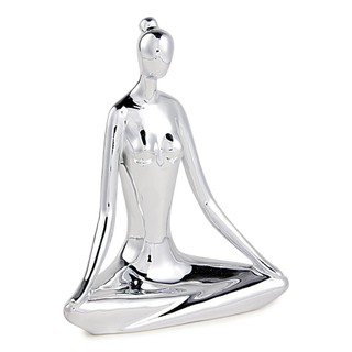 Escultura Decorativa de Yoga em Porcelana 19x15,5x7,5 Prata - Gran Belo