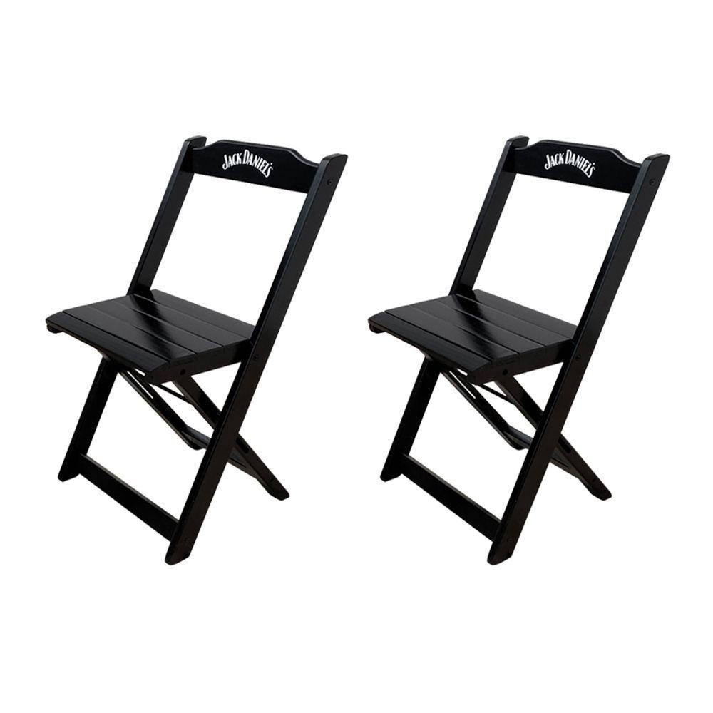 Kit 2 Cadeiras Dobráveis Madeira Jack Preta em Oferta na Shopee