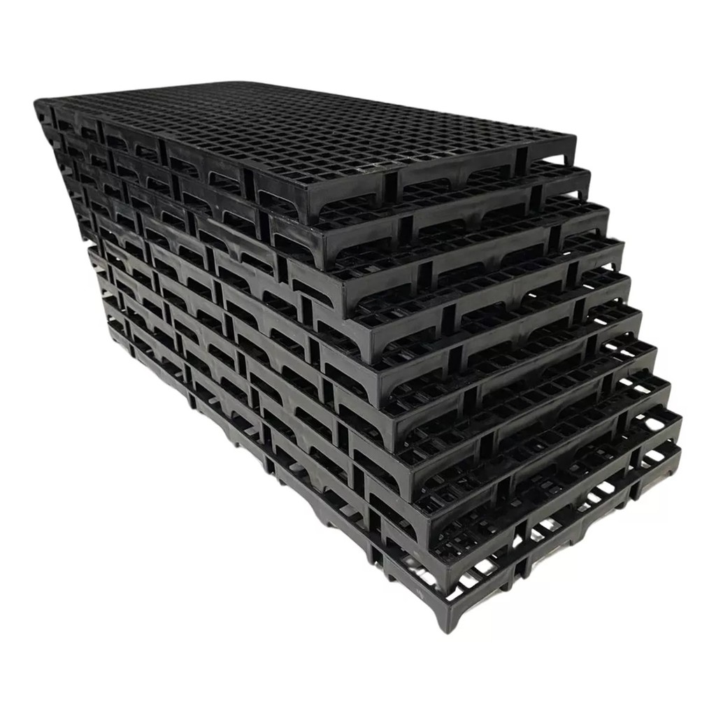 Kit 4 Palete Estrado Plástico Preto 25x50cm Pallet Piso Plástico Modular