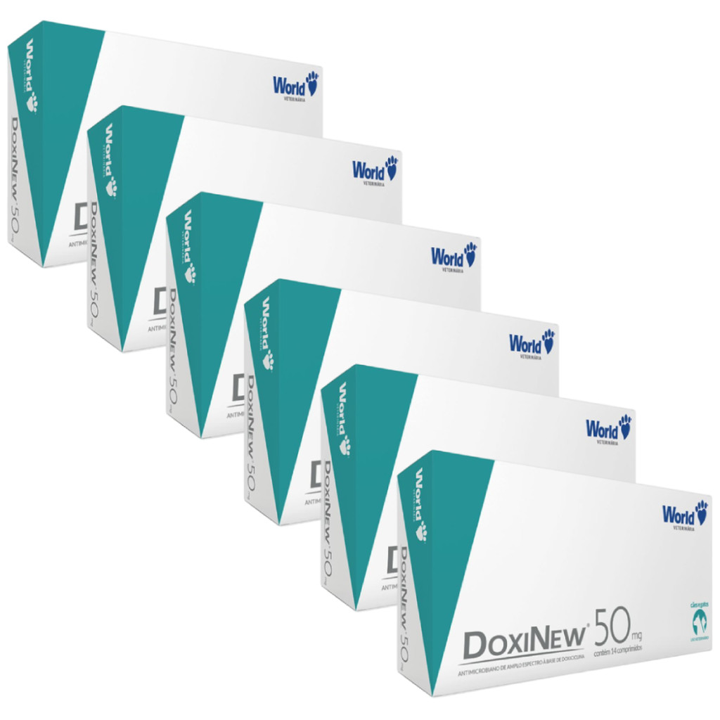 Kit 6 Doxinew 50mg Antibiótico Doxiciclina Com 14 Comprimidos World