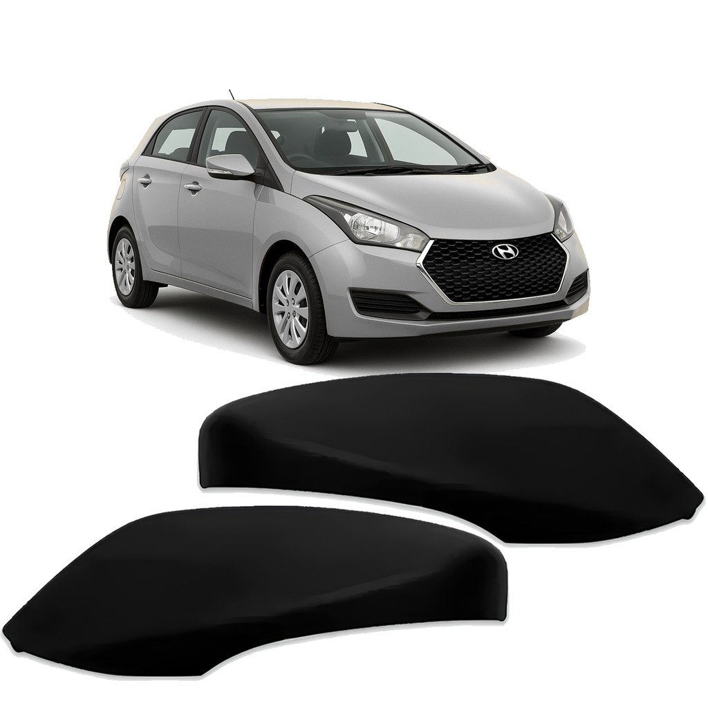 Capa Retrovisor Preto Com Furo Seta HB20 2012 2013 2014 2015 2016 2017 2018 2019