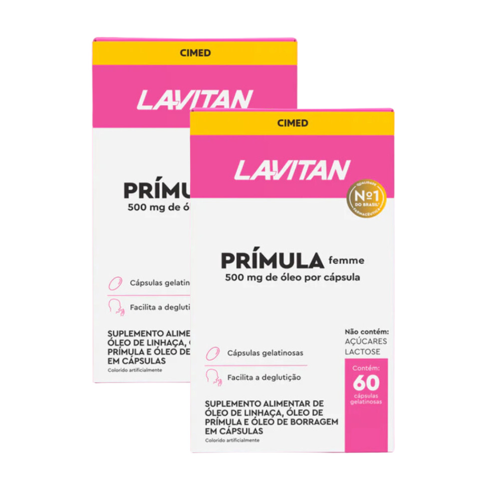 Kit 2 Lavitan Prímula Femme 500mg - 60 Caps - Cimed em Oferta na Shopee