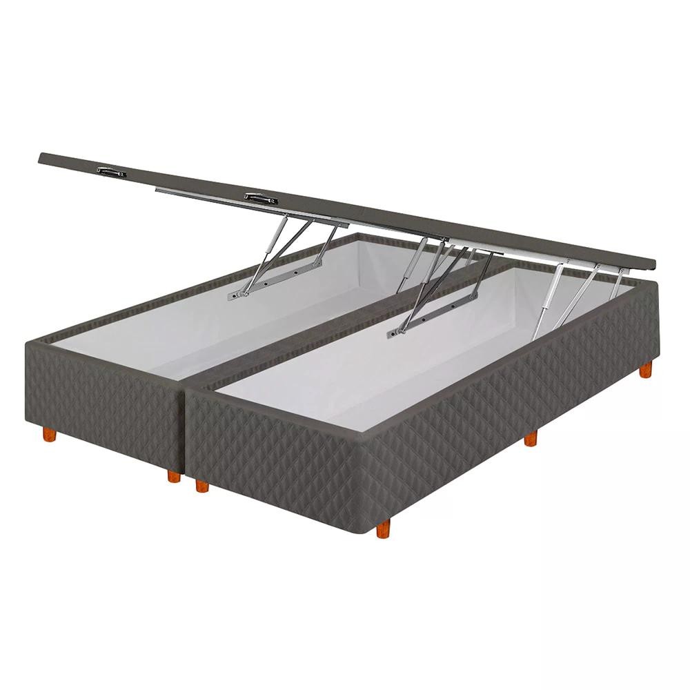 Base Box Baú Queen Cristalflex 158x198x44cm Suede Chumbo Espaço Extra Conforto Elegância Organização em Oferta na Shopee