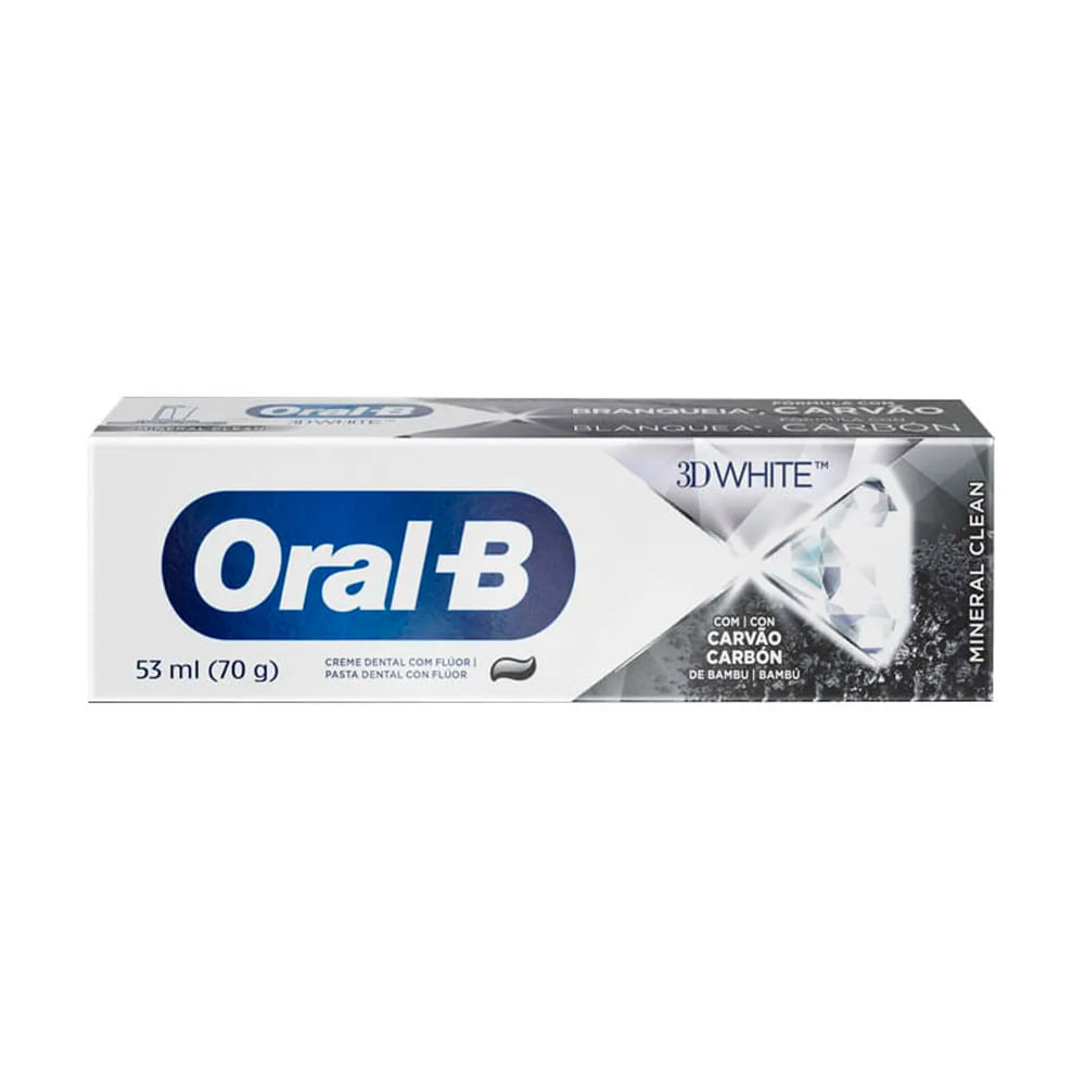 Creme Dental Oral B 3D White Carvão Mineral Clean 70g - Health