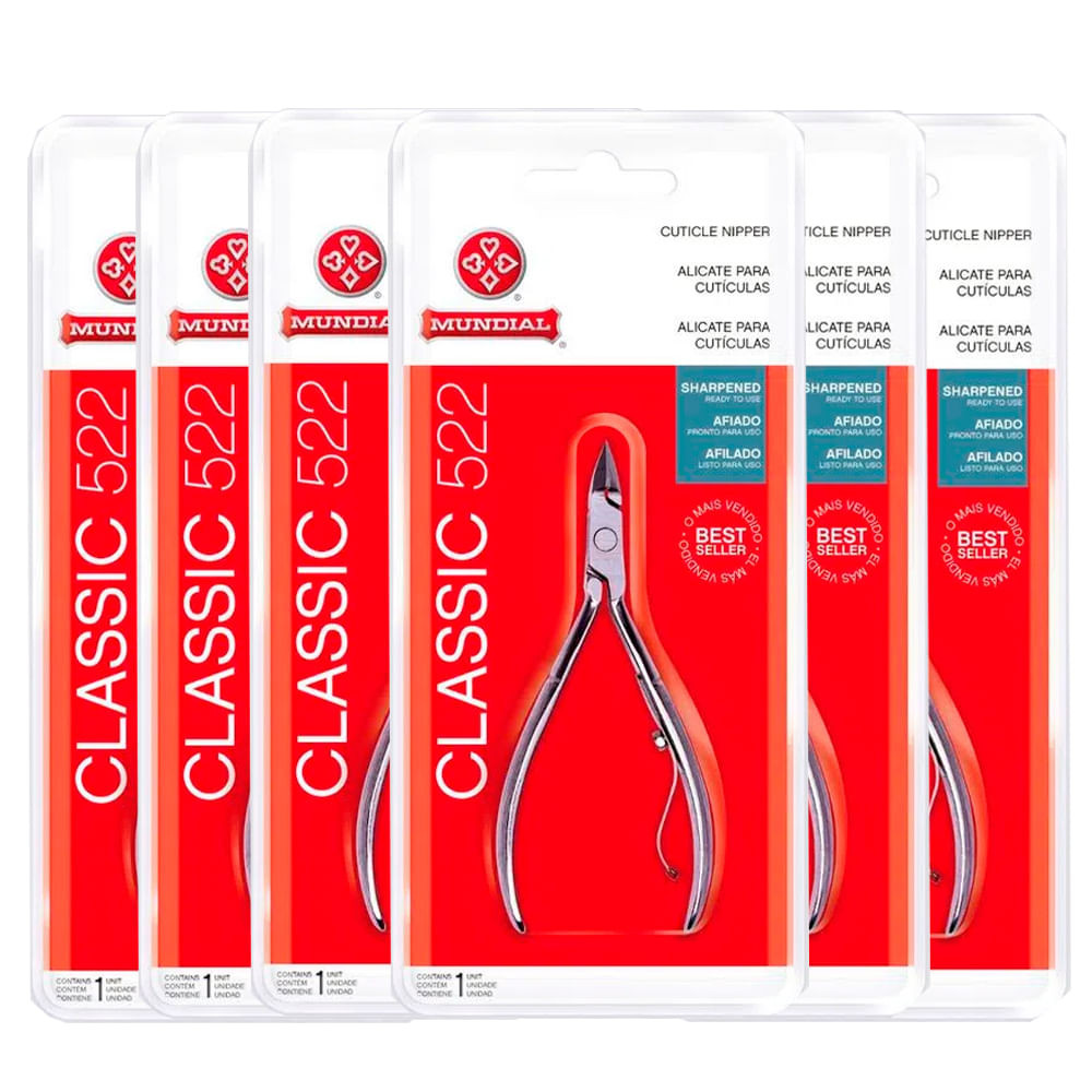 Kit Alicate Cuticula Mundial 522 10cm - 6 Unidades - Beauty