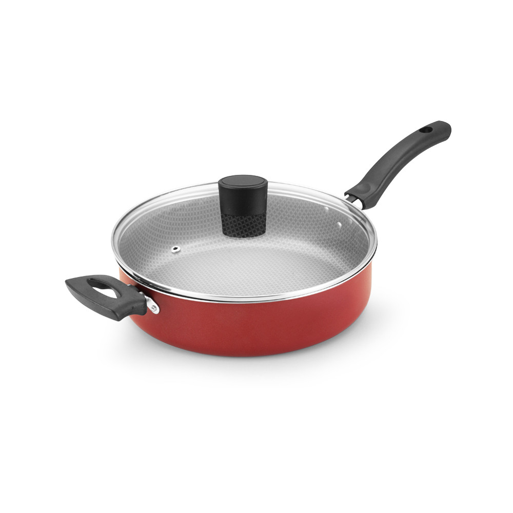 Frigideira Antiaderente Reta Com Tampa De Vidro E Alça