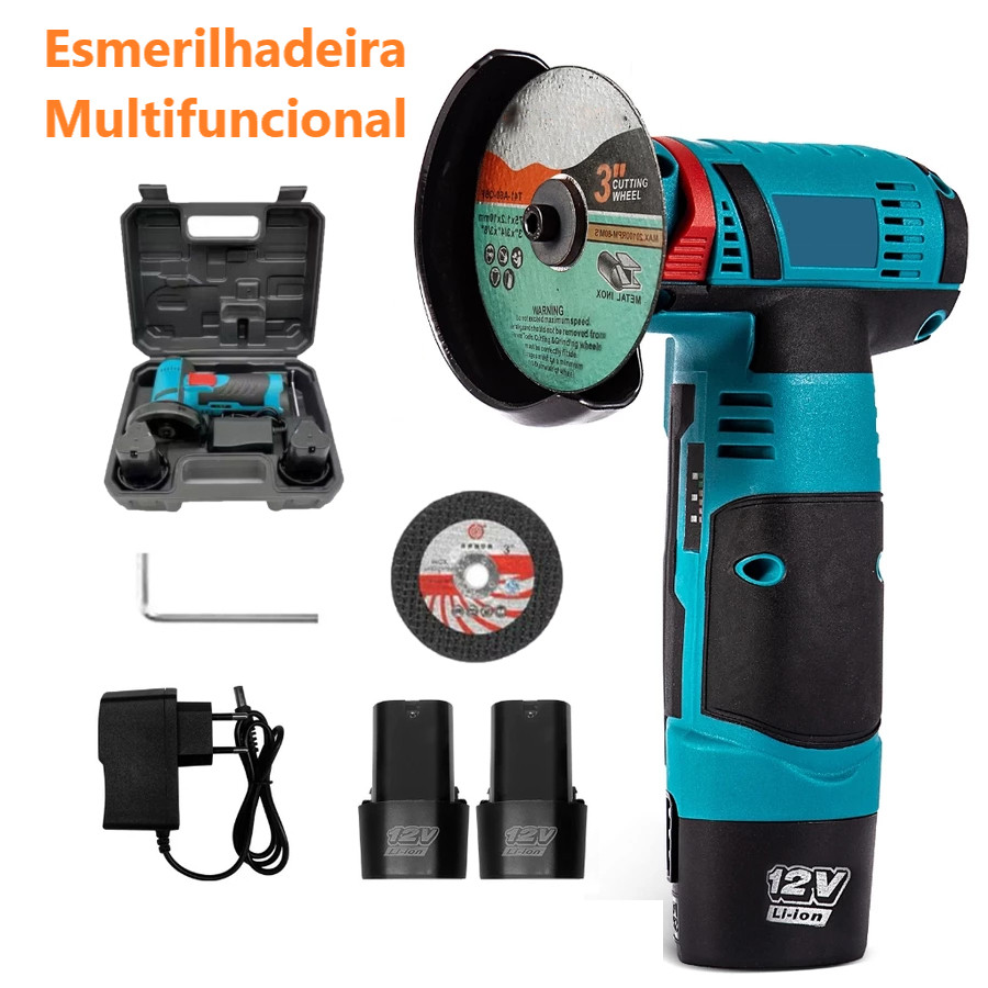 Esmerilhadeira Lixadeira Sem Fio Portátil Serra Mármore 2 Bateria 12/18V 28000 rpm