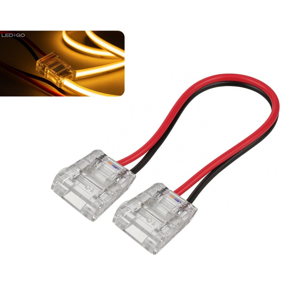 Cabo Conector Fita Led Emenda Extensor Flexível Fita LED  2835 3528 5050 SMD COB Cob E 240 Led 2 Vias 10mm Ip20