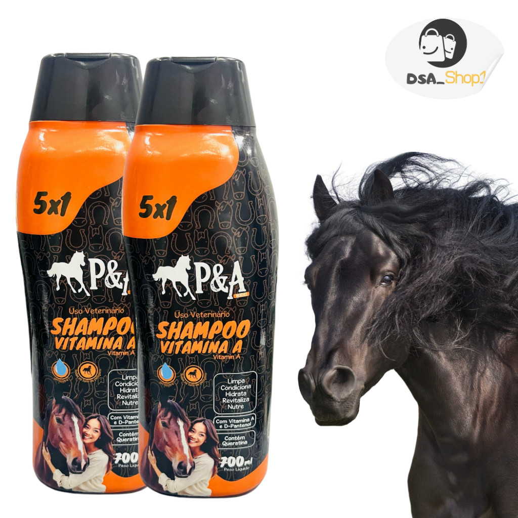 Shampoo de Cavalo Avipet Horse Com Vitamina A Para Crescer Kit c/ 2 un