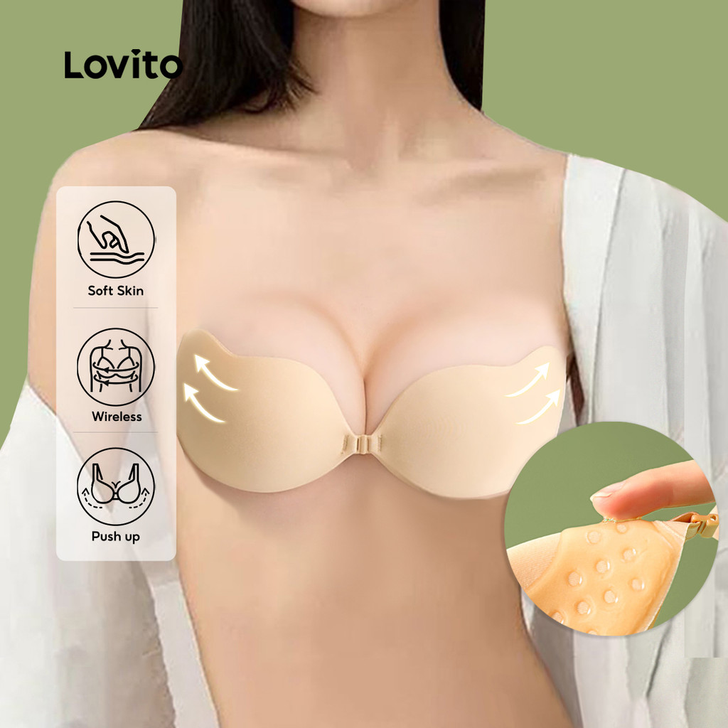 Lovito Textura Casual Pele Macia Push Up Acessórios De Lingerie De Damasco Sem Costura Para Mulheres LNE107025