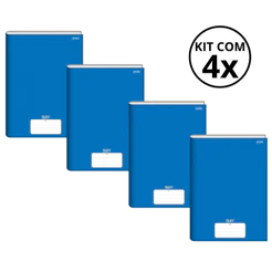Kit Com 4 Caderno Brochura 96 Fls Pautado Capa Dura - Stiff KITS:KIT 07