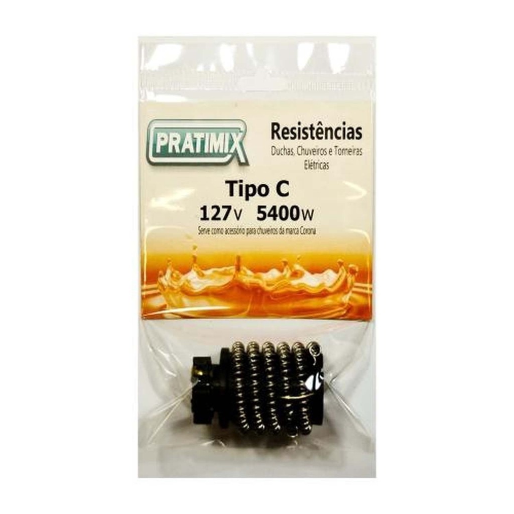 Resistência Duchinha Corona 127V 5400W - Acessório Chuveiro Corona - Altura 18cm Largura 10,5cm