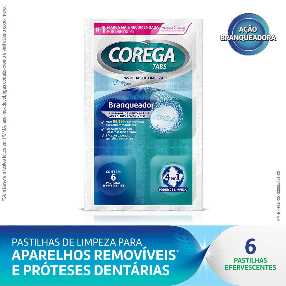 Corega Tabs Limpador De Dentadura 6 Pastilhas Branqueador em Oferta na Shopee