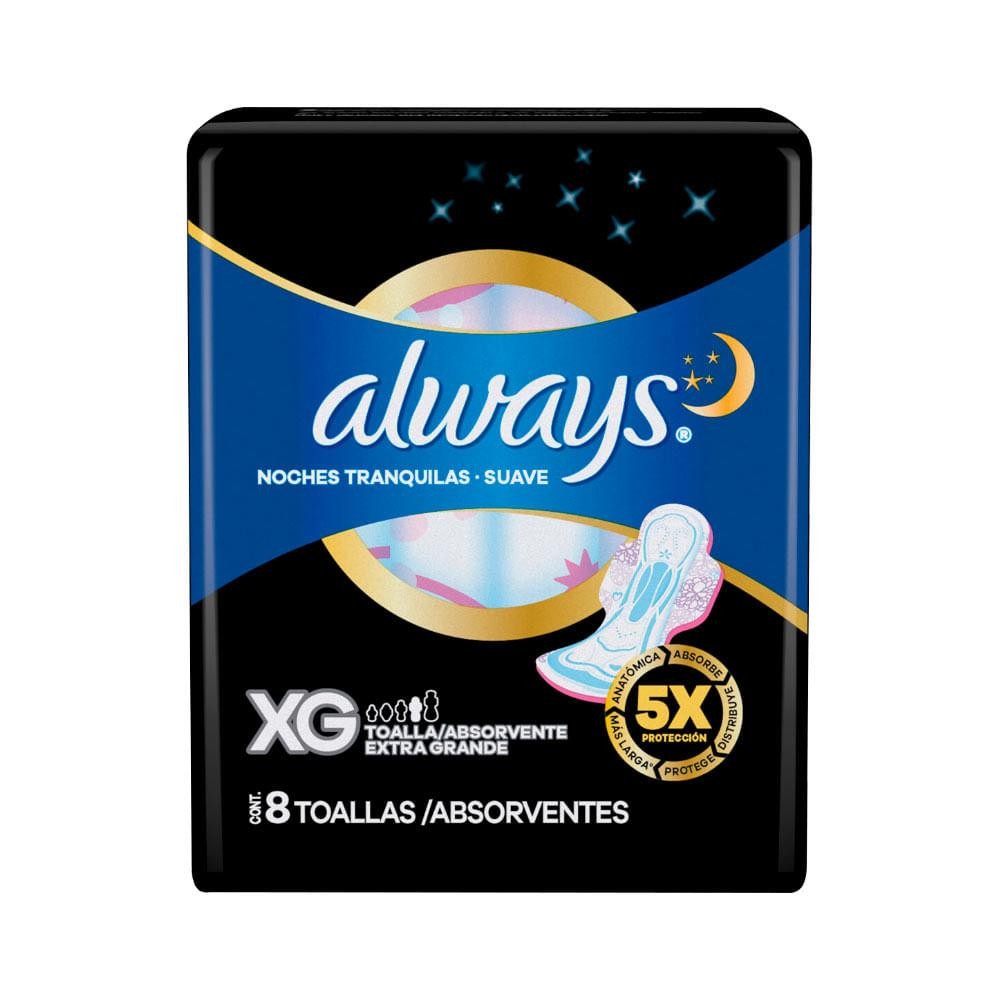 Absorvente Always Noites Tranquilas C/8 Suave C/Abas XG - Health