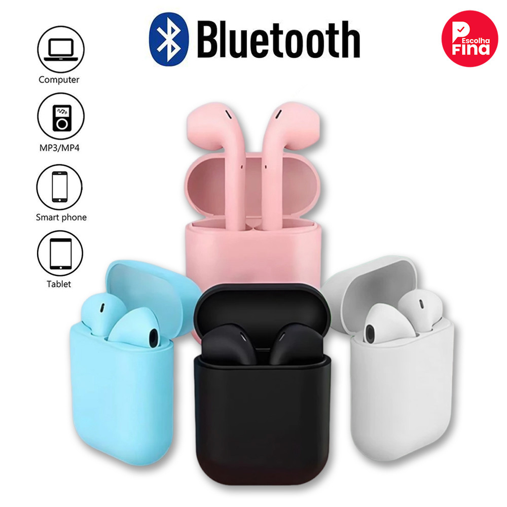 Fone Intra-Auricular Sem Fio Bluetooth i12 Tws Inpods Macaron