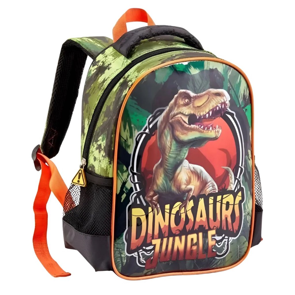 Mochila Costas Dinossauro Jungle Escolar Menino Infantil Denlex