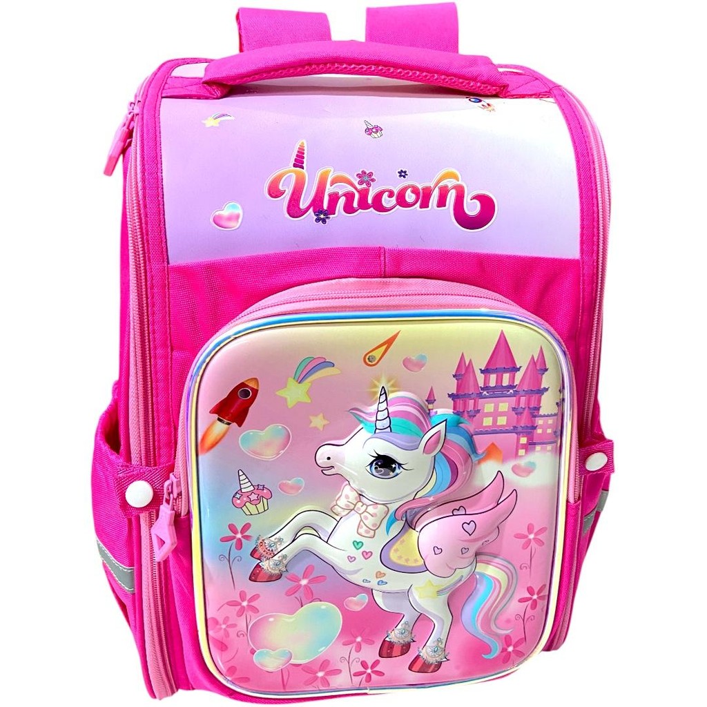Mochila Escolar Infantil de Costas Unicórnio - Premium Tamanho G