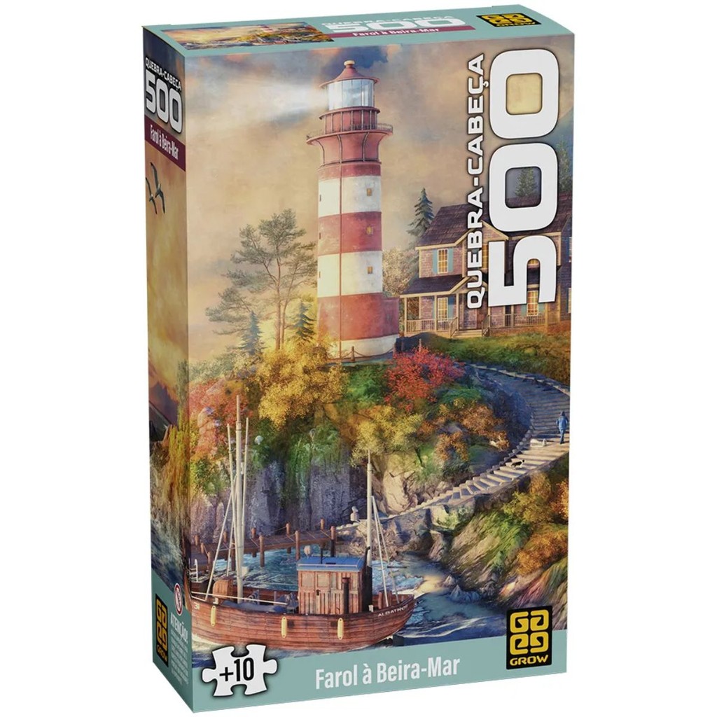 Quebra Cabeça 500 Peças Farol à Beira Mar 04861 - Grow em Oferta na Shopee