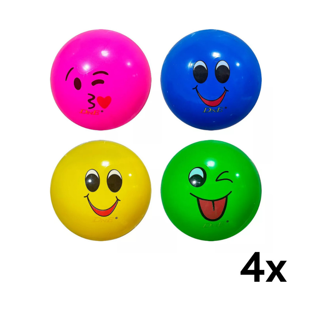 4 Bola de Vinil Emoticon Colorida Carinha 25x25cm em Oferta na Shopee