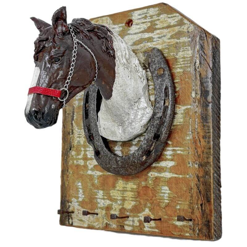 Porta chave decoração cavalo madeira e resina rustico