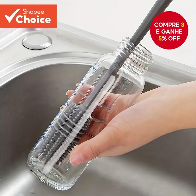 Escova Doméstica Para Copos De Silicone De Cabo Longo : Sem Cantos Mortos Limpeza Eficaz D...