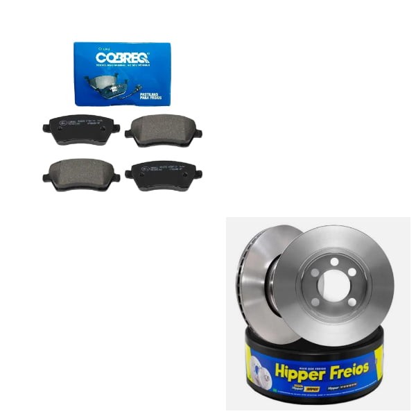 Kit Disco Freio Ventilado + Jogo Pastilha Freio Captur 1.6 2017 a 2021 - HIPPER FREIOS / COBREQ
