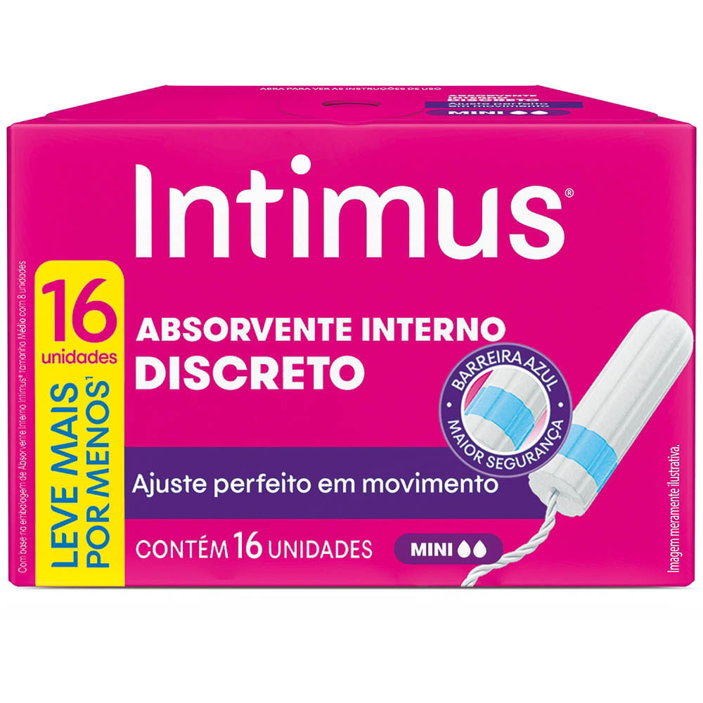 Absorvente Interno Discreto Intimus Mini 16 Unidades Leve Mais Por Menos - Health