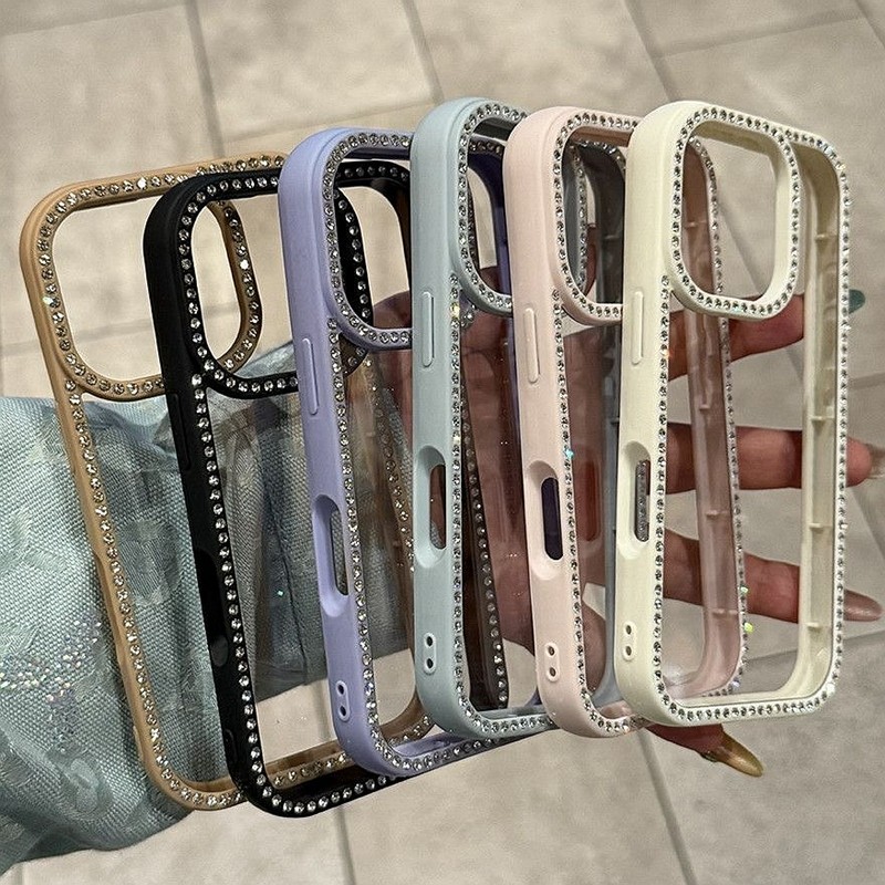 Luxo Transparente Diamante Jóias Caso De Telefone Para iPhone 11 12 13 14 15 16 Pro Max Plus Glitter Claro Pára-Choques em Oferta na Shopee