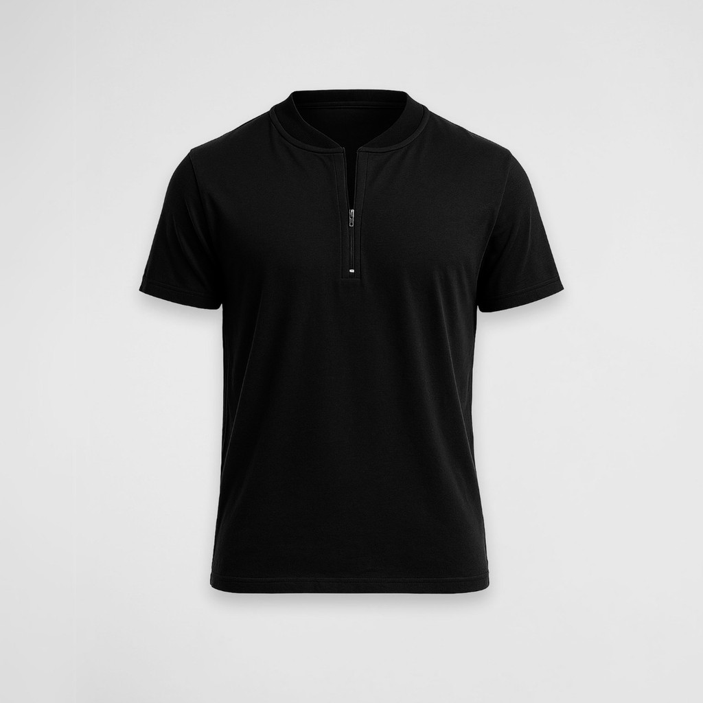 Camiseta Masculina Gola Henley Ziper Manga Curta Estioso em Oferta na Shopee