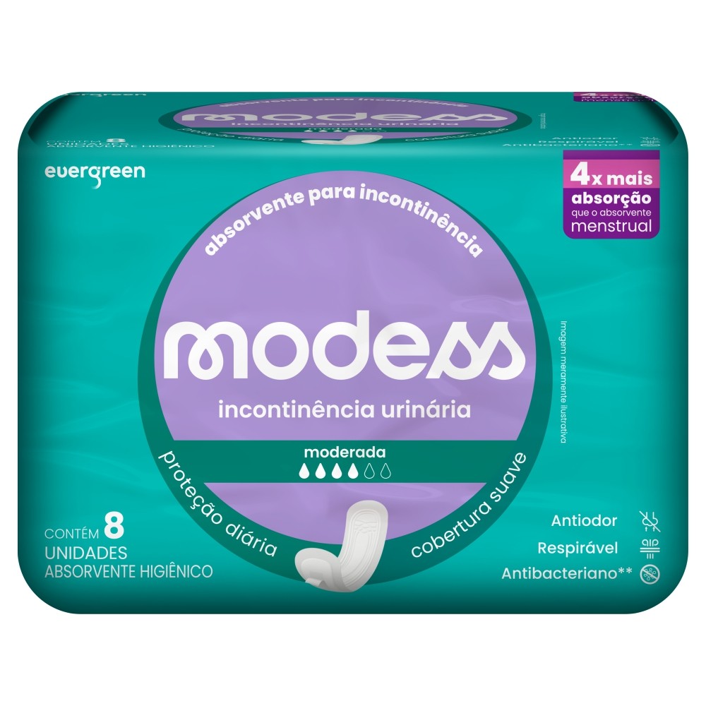 Absorvente Geriátrico Incontinência Moderada 8un Evergreen