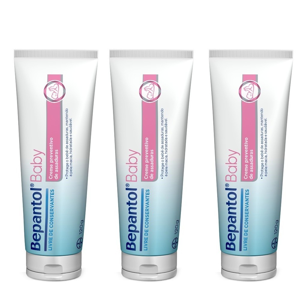 Kit com 3 Cremes Pomada de Assadura 120gr Cada - Bepantol em Oferta na Shopee