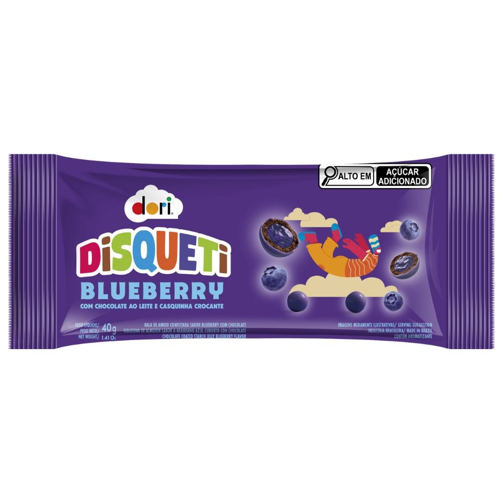 Confeito Chocolate Dori Disqueti Blueberry 40g - Food & Beverages