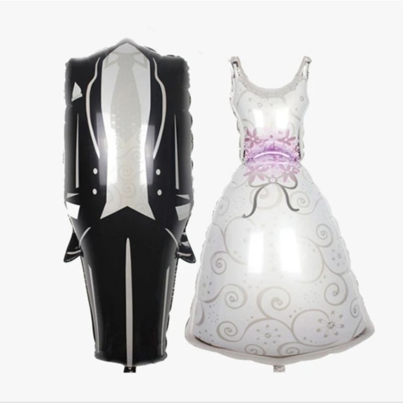 kit 2 Balão Metalizado Festa Casamento Balão Noivos Decoração Casamento Noivado Balão Vestido de Noiva