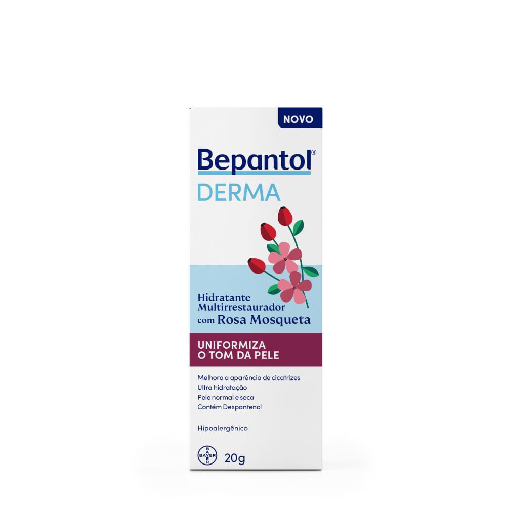 Bepantol Derma Hidratante Multirrestaurador com Rosa Mosqueta Uniformiza Tom da Pele 20g - Beauty