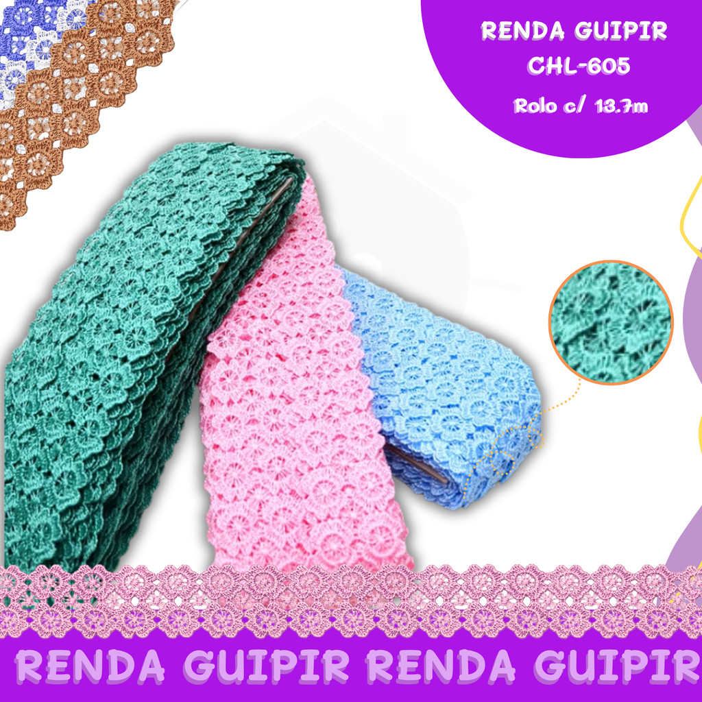 Renda Guipir CHL-605 - 3.5 Cm - Rolo C/13.7 Metros