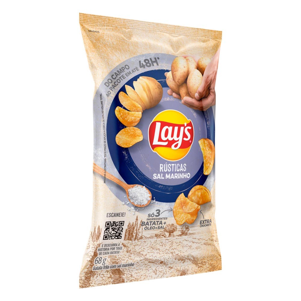 Batata Lays Rústicas Sal Marinho 68g - Food & Beverages