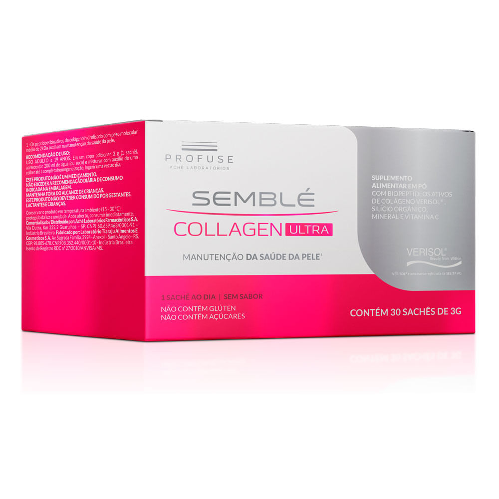 Semblé Collagen Ultra Sem Sabor com 30 Sachês de 3g cada - Health