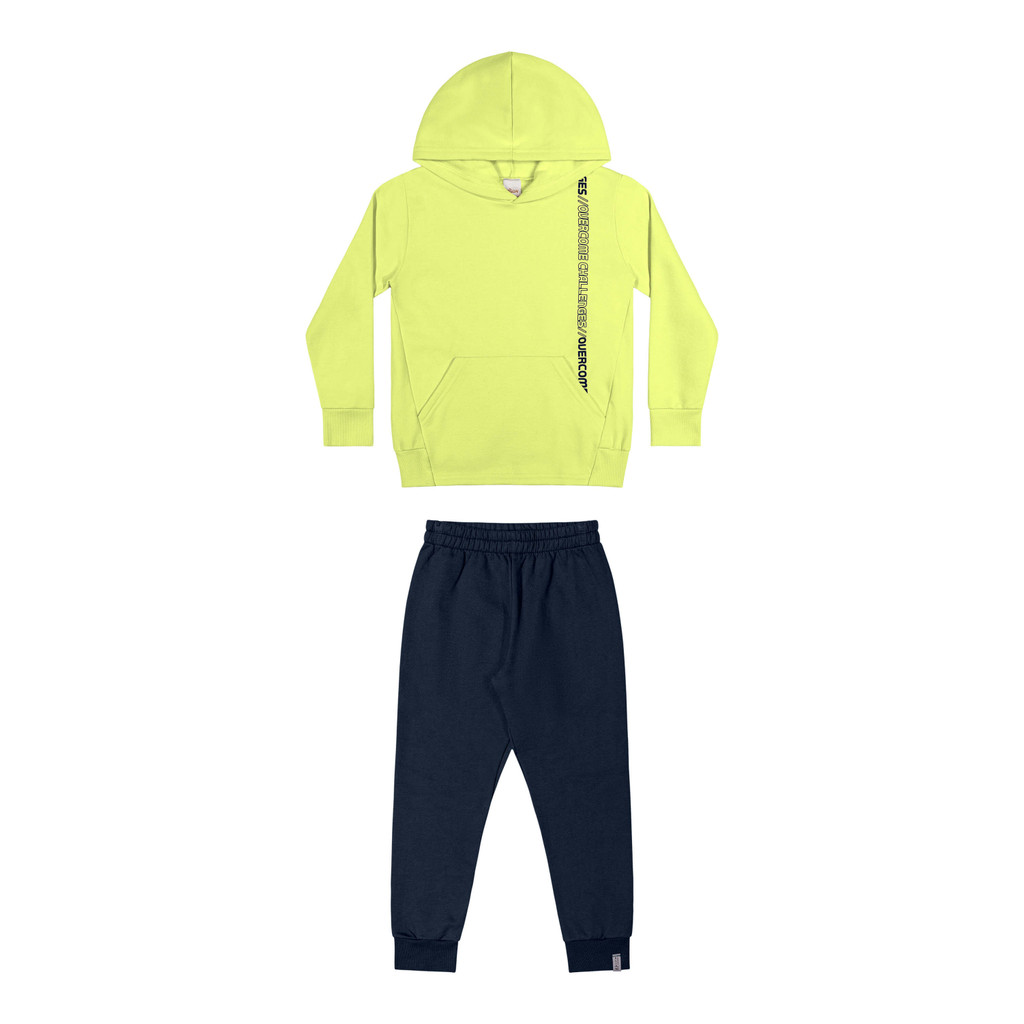 Conjunto Infantil Menino Blusão Com Capuz Elian Verde - Baby & Kids Fashion